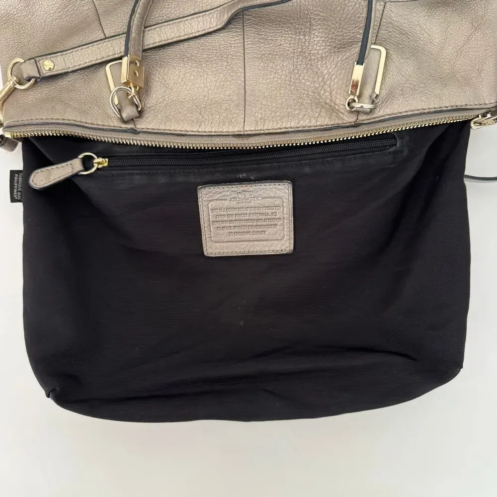 Coach Kelsey Metallic Pebble Leather Crossbody Satchel Bag F34493